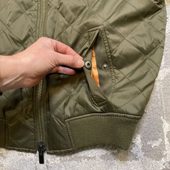 Vince Quilted Bomber Jacket Olive green Nylon Size Extra Small XS - Picture 9 of 12
